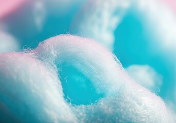 Fototapeta premium Macro Close-up of Fluffy Pink and Blue Cotton Candy Texture Background for Sweet Celebrations