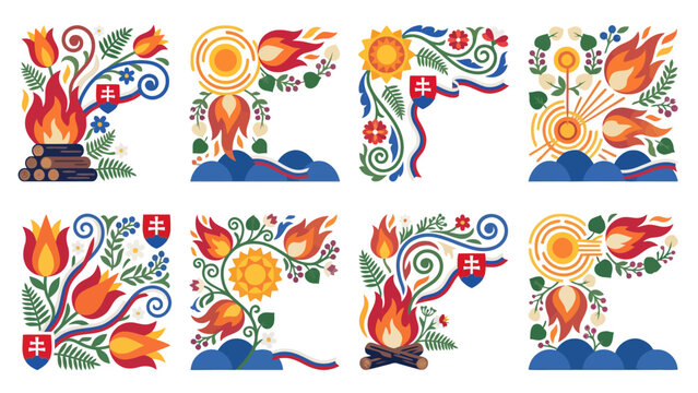 Colorful floral corners inspired by traditional Slovak folk art