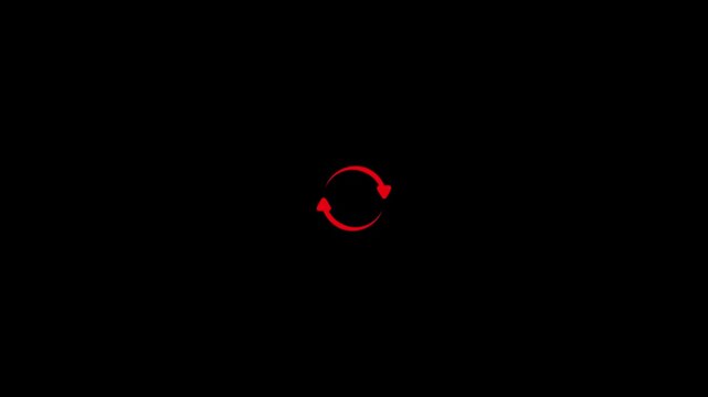 White circular arrows icon showing a refresh or loading process on a black background