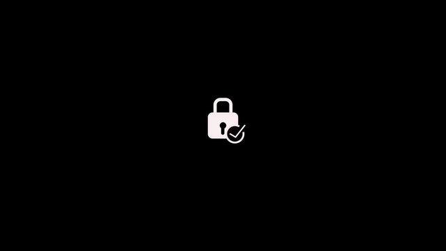 Animated shield icon with a lock and confirmation checkmark. Protection and security. Modern safety icon representing privacy, secure access, and digital trust systems.