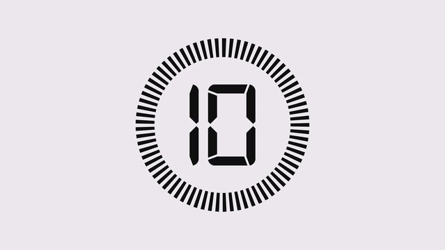 Black digital number ten inside a circular frame isolated on a plain background for countdown graphic