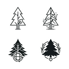 Obraz premium Set of Pine Tree Icons: Nature, Eco, Forest, Growth, and Seasons