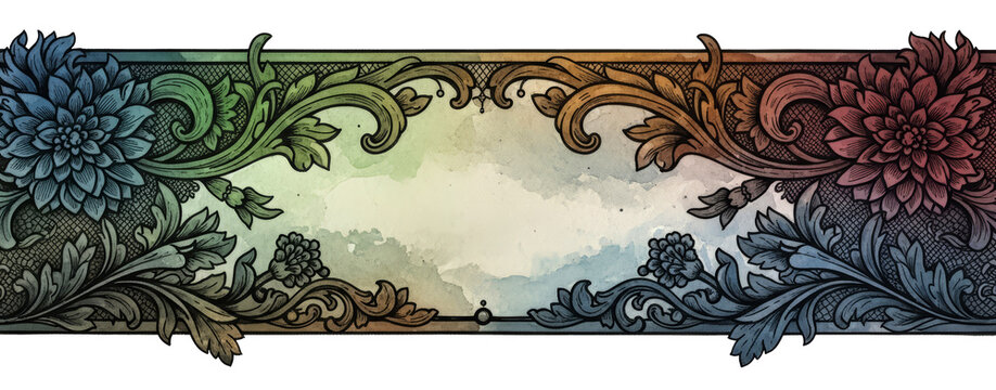 Vintage floral corner border with ornate scrolls and chrysanthemum flowers on transparent background. Dark academia style artistic frame for stationery and scrapbooking design project.