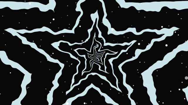 A captivating black and white design featuring radiating star shapes with intricate, converging lines, creating an optical illusion of depth and movement 4K video.