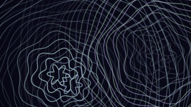 Abstract wave pattern background with curved lines in dark blue light teal and violet creating a hypnotic mesmerizing flow and futuristic style