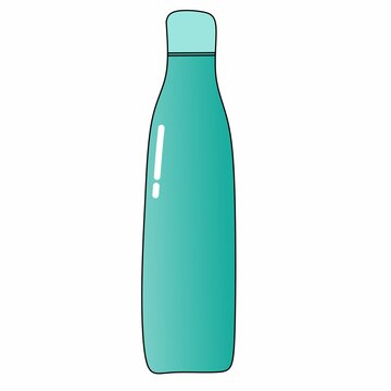 Minimalist ocean blue tumbler llustration isolated on white background. Flat style reusable water bottle icon.