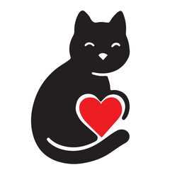 Cat with Heart Flat Vector Icon © Ameli