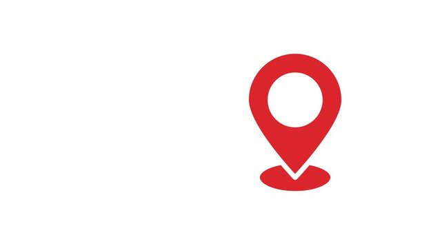Red map pointer icon isolated on a white background for navigation and location services.
