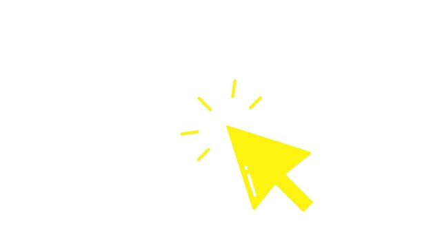 A bright yellow computer mouse cursor arrow icon isolated on a white background.