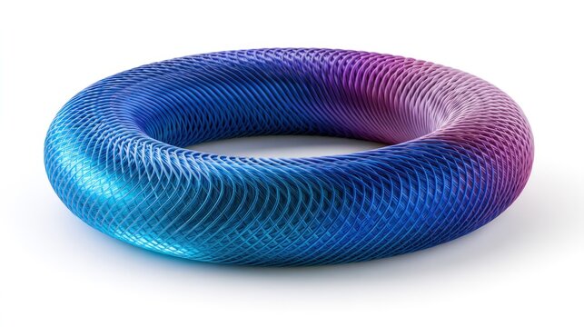 Colorful 3D textured torus shape on white background.