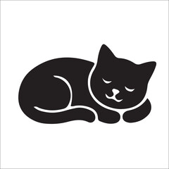 Sleeping Cat Flat Vector Icon © Ameli