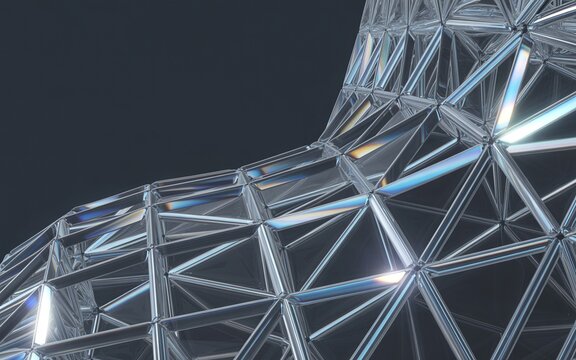 Transparent triangular glass mesh abstract background