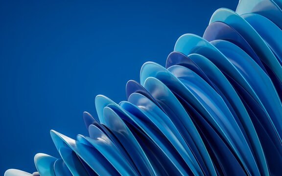 Blue layered 3D fins abstract technology background