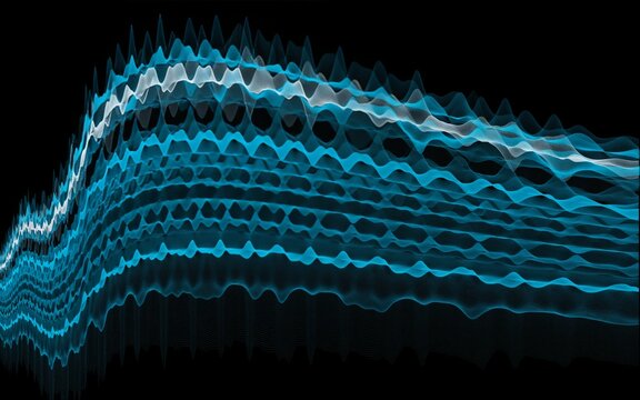 Layered cyan sound wave pattern abstract background