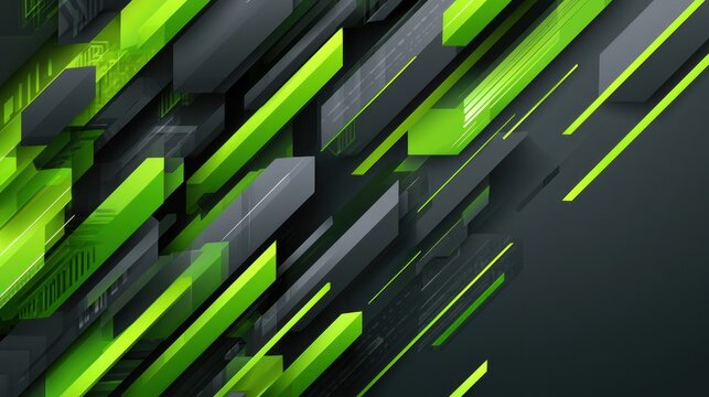 Abstract geometric background with green and gray shapes