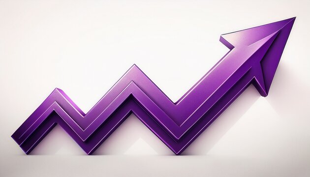 zigzag purple arrow pointing upward isolated on white background generative ai