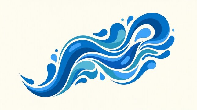 Abstract blue liquid wave illustration. Dynamic water splash design element.