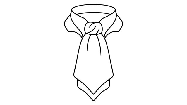Sophisticated cravat neckwear vector icon. Detailed hand-drawn minimalist ascot tie illustration for formal events, classic menswear, or luxury fashion branding. High-quality professional scalable