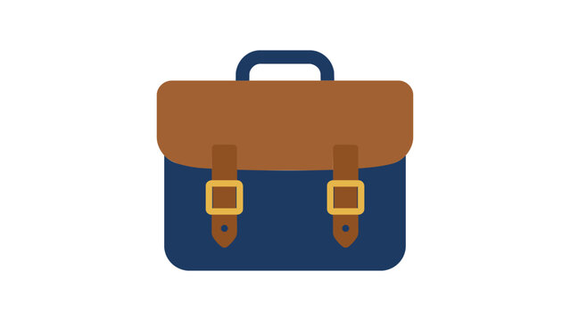 Professional leather satchel bag vector icon illustration. Hand-drawn outline of a classic shoulder messenger bag for work and fashion concepts. Elegant minimalist scalable fashion accessory.