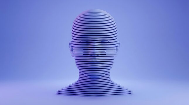 Abstract human head made of horizontal layers representing artificial intelligence concept
