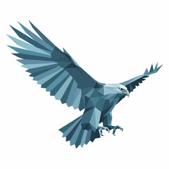 Fototapeta premium Geometric Eagle Flying Low Poly Style - Isolated White Background