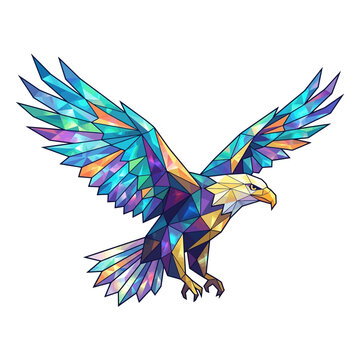 Geometric Eagle Flying - Low Poly Style