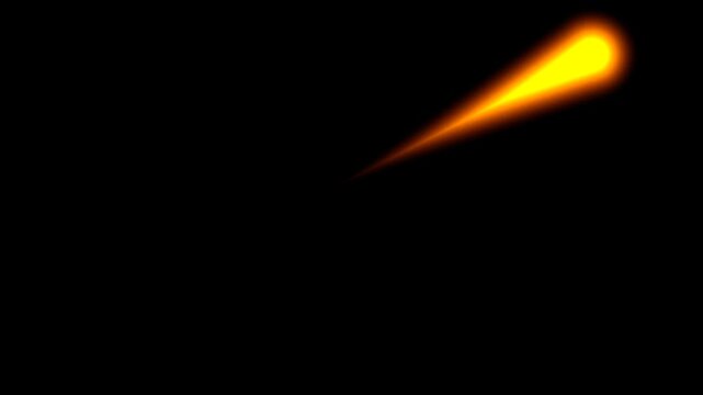 Glowing orange laser beam shooting diagonally on a black background. Abstract VFX motion graphic element for sci-fi transitions, energy blasts, or futuristic weapon effects.