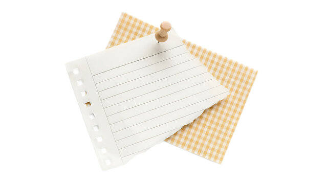 Lined Paper and Gingham Fabric Pinned Together isolated on a transparent background notebook paper d