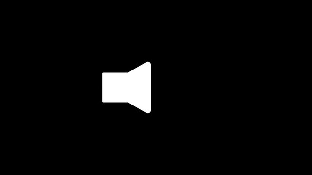 Muted Speaker Icon Animation on Transparent Background, Digital Audio Disabled UI Motion Graphic, 4K Alpha Channel.