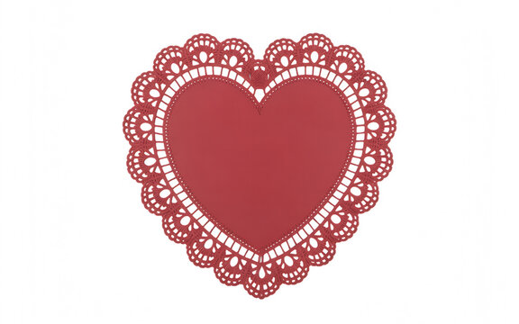 Red heart shape with ornate pink gem border isolated on a transparent background decorative d