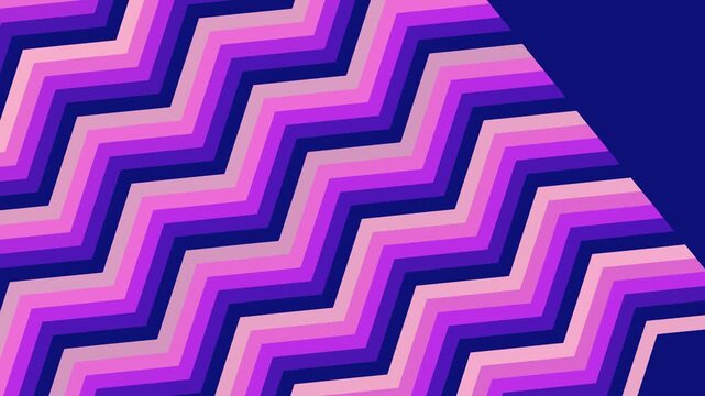 Abstract chevron pattern background of pink purple and blue zig zag stripes creating a dynamic geometric design; bold and modern