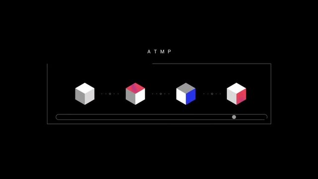 Interface Layout Asset Library Displaying 3D Cube Blocks 2D Animation &ndash; Modular Content Management, NFT Portfolio, and Crypto Tech Concept