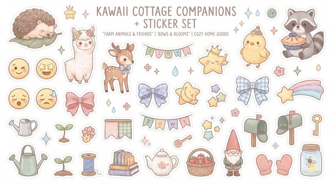 Kawaii Cotage Companions Sticker Set