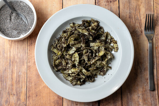 Traditional Hungarian Poppy Seed Pasta on White Plate