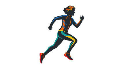 Obraz premium Dynamic Silhouette of Woman Running in Colorful Athletic Wear