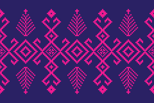 Cross Stitch Pattern concept folk embroidery seamless texture, rustic ornament motif. Design for: fabric, fashion, decor, blanket. Pattern charm woven art. I drew this by myself, it&rsquo;s not AI generated
