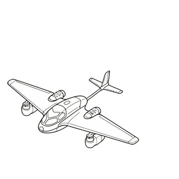Line art of a twin-engine airplane