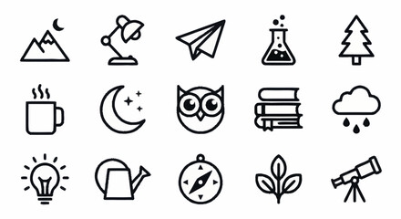 Minimalist Line Art Icons Collection for Various Themes. © Kiki