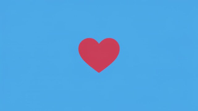 Animated red hearts growing and shrinking on a clean blue background with a black