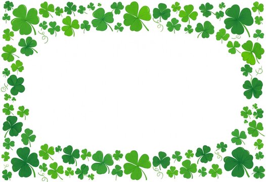 Green shamrock clover border frame for St Patricks Day celebration