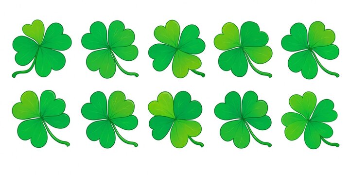 Green shamrock clover leaves isolated on clear background
