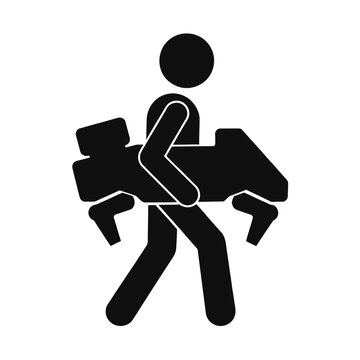 Person carries a modular transport unit representing the future of autonomous shipping logistics.