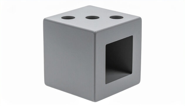 Modern Gray Dice with Open Slot for Gaming or Design