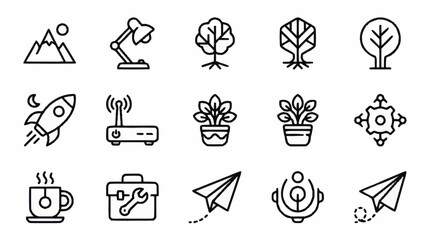 Minimalist Line Art Icons Collection for Various Themes. © Joko