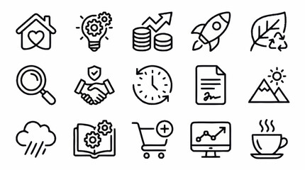 Minimalist line art icons for business and lifestyle concepts. © Joko