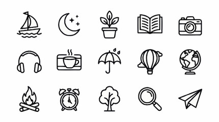 Minimalist Line Art Icons Collection for Various Themes. © Joko