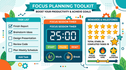 Fototapeta premium Focus planning toolkit digital display.