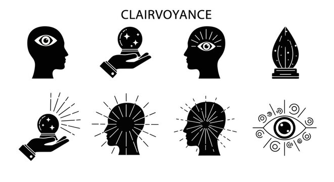 Clairvoyance Icons: Crystal Ball, Third Eye, Psychic Vision, Future Telling