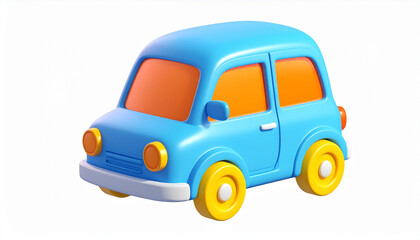 Obraz premium Cute Blue Toy Car with Yellow Wheels for Children