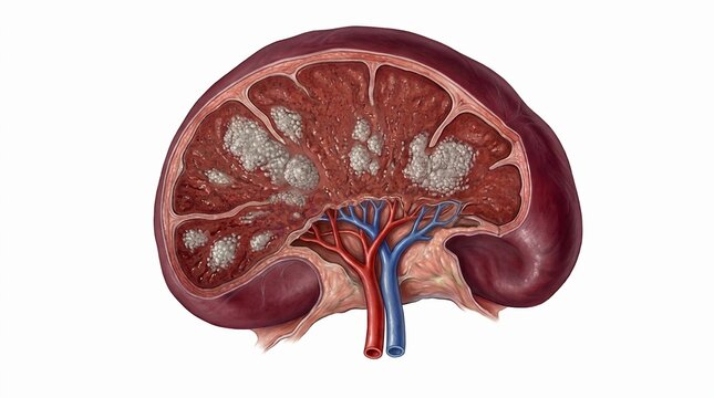 Cross section of a human spleen showing pulp structure